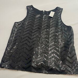 NWT Bebe Uptown Leather And Shine Black Sequin Tank Top Size Medium New